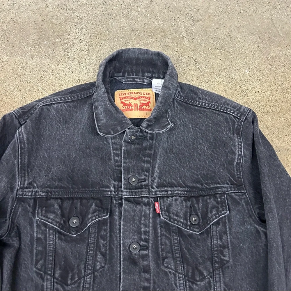 Vintage Levi's Denim Jacket Mens Large Black Y2K Type 3 Trucker Workwear Coat - Picture 2 of 11